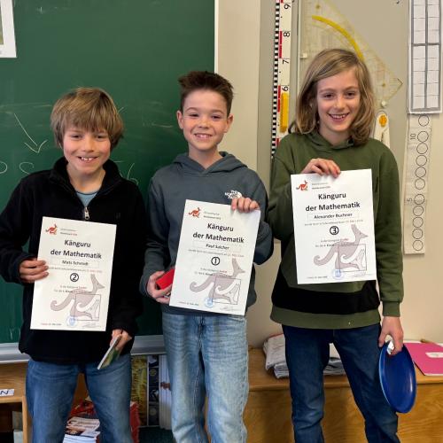 Preisträger der 4. Klasse: Mats Schmidt, Paul Salcher & Alexander Buchner